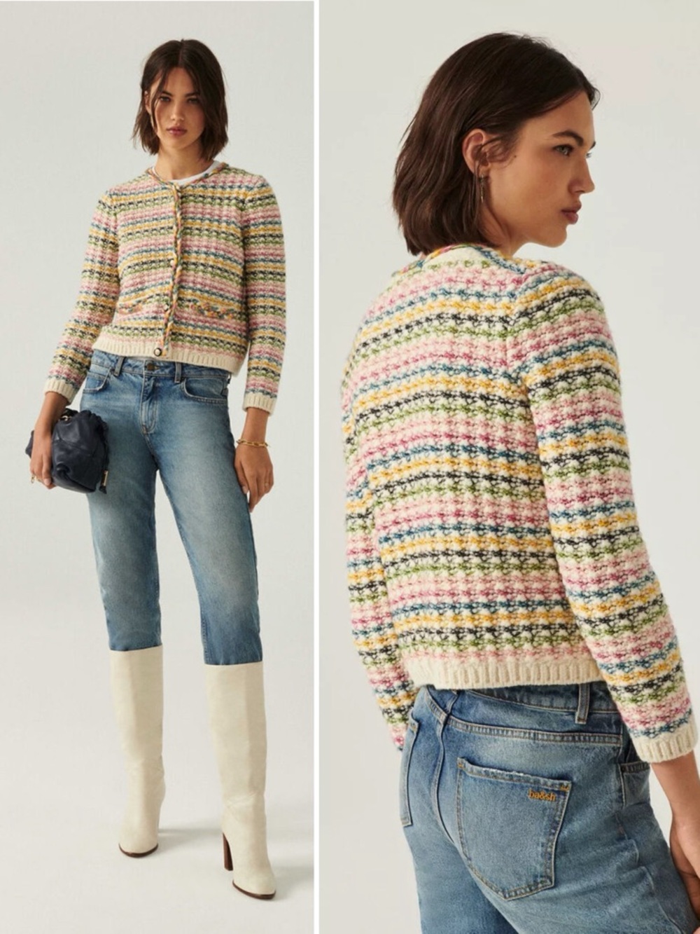 ba&sh Bianca Cardigan Multicolor Knit Size Large Sweater Wool Blend - Picture 6 of 17